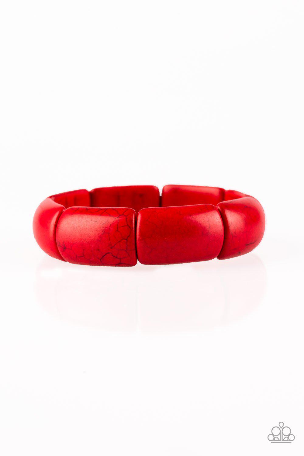 Peace Out Red Stone Stretch Bracelet - Paparazzi Accessories- lightbox - CarasShop.com - Paparazzi Jewelry by Cara Jewels