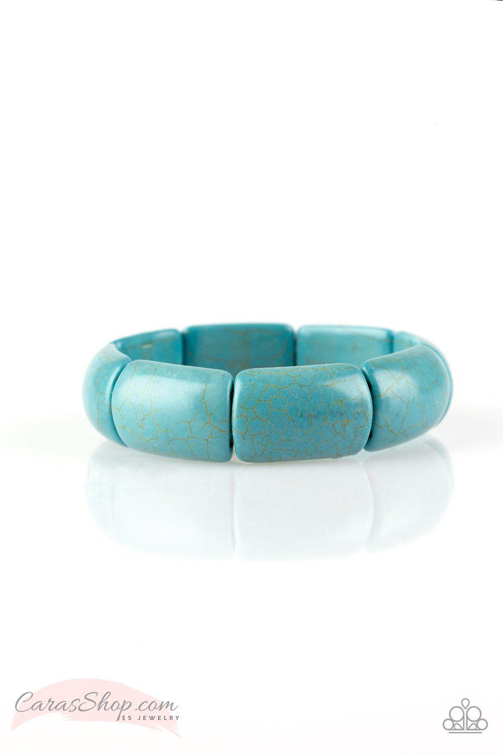 Peace Out - Turquoise Blue Stone Stretch Bracelet - Paparazzi Accessories- on model - CarasShop.com - Paparazzi Jewelry by Cara Jewels