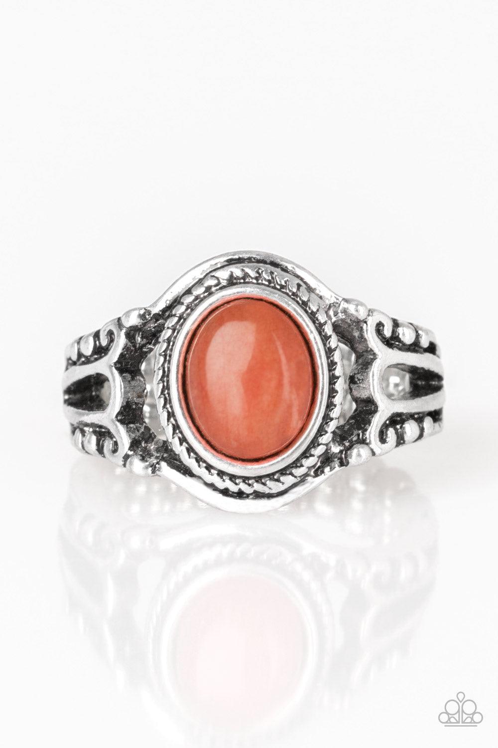 Peacefully Peaceful Orange Cat's Eye Stone Ring - Paparazzi Accessories- lightbox - CarasShop.com - Paparazzi Jewelry by Cara Jewels