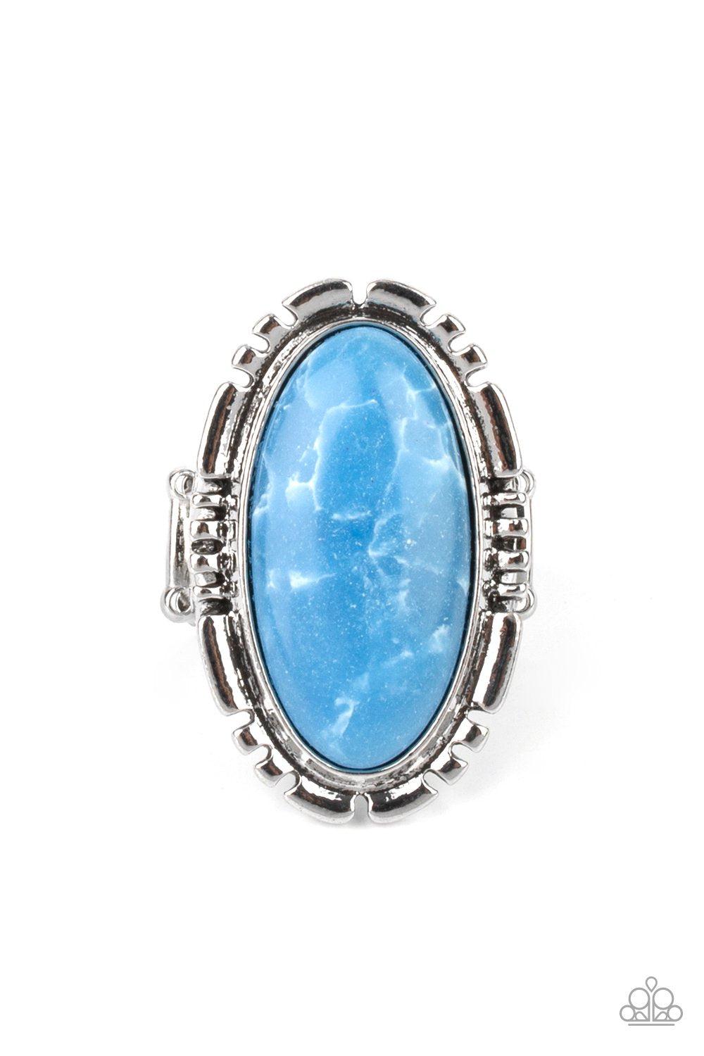 Peacefully Pioneer Blue Stone Ring - Paparazzi Accessories- lightbox - CarasShop.com - Paparazzi Jewelry by Cara Jewels