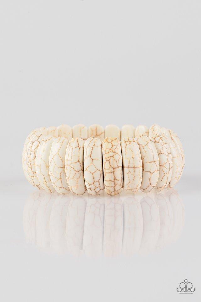 Peacefully Primal White Stone Stretch Bracelet - Paparazzi Accessories- on model - CarasShop.com - Paparazzi Jewelry by Cara Jewels
