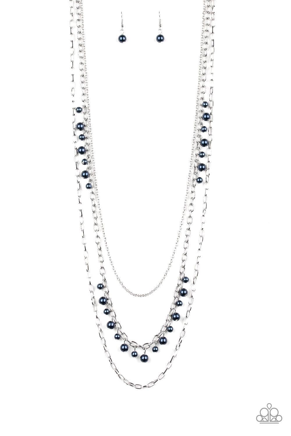 Pearl Pageant Blue Necklace - Paparazzi Accessories- lightbox - CarasShop.com - Paparazzi Jewelry by Cara Jewels