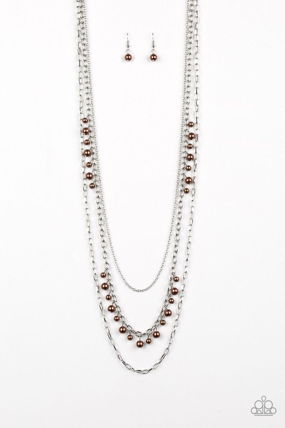 Pearl Pageant Brown Necklace - Paparazzi Accessories- lightbox - CarasShop.com - Paparazzi Jewelry by Cara Jewels