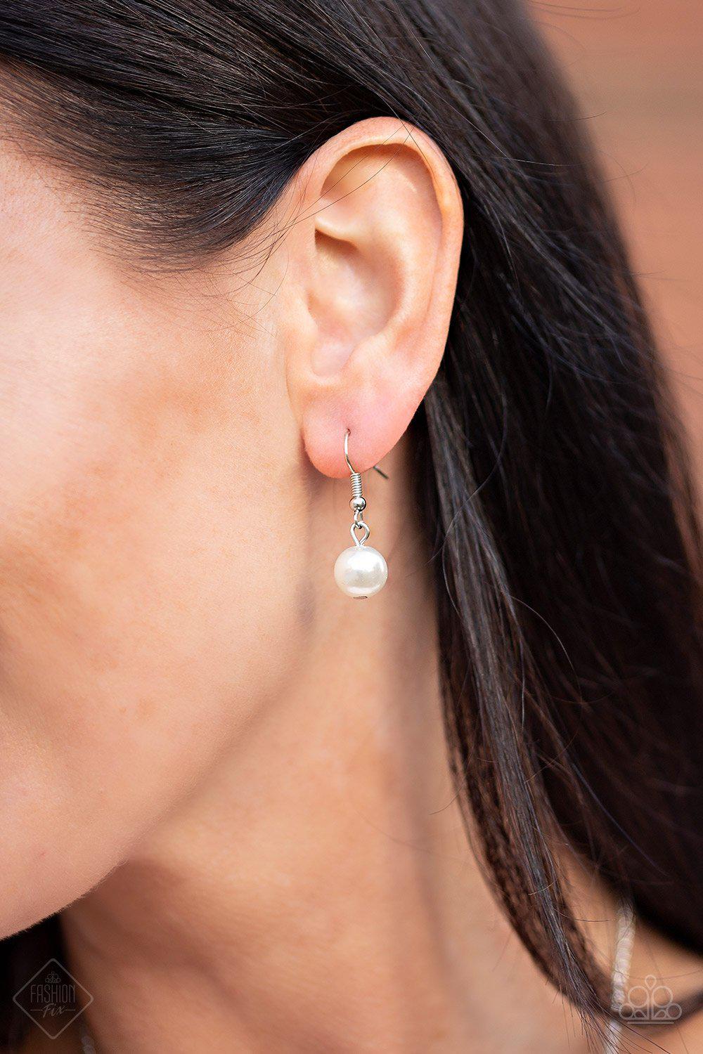 Pearl Panache White Pearl Necklace - Paparazzi Accessories - free matching earrings -CarasShop.com - Paparazzi Jewelry by Cara Jewels