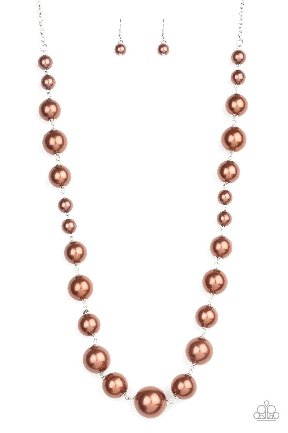 Pearl Prodigy Brown Necklace - Paparazzi Accessories- lightbox - CarasShop.com - Paparazzi Jewelry by Cara Jewels