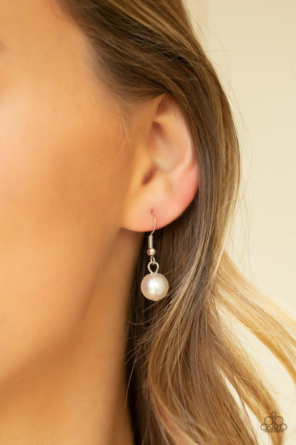 Pearl Prodigy White Pearl Necklace - Paparazzi Accessories - free matching earrings -CarasShop.com - Paparazzi Jewelry by Cara Jewels