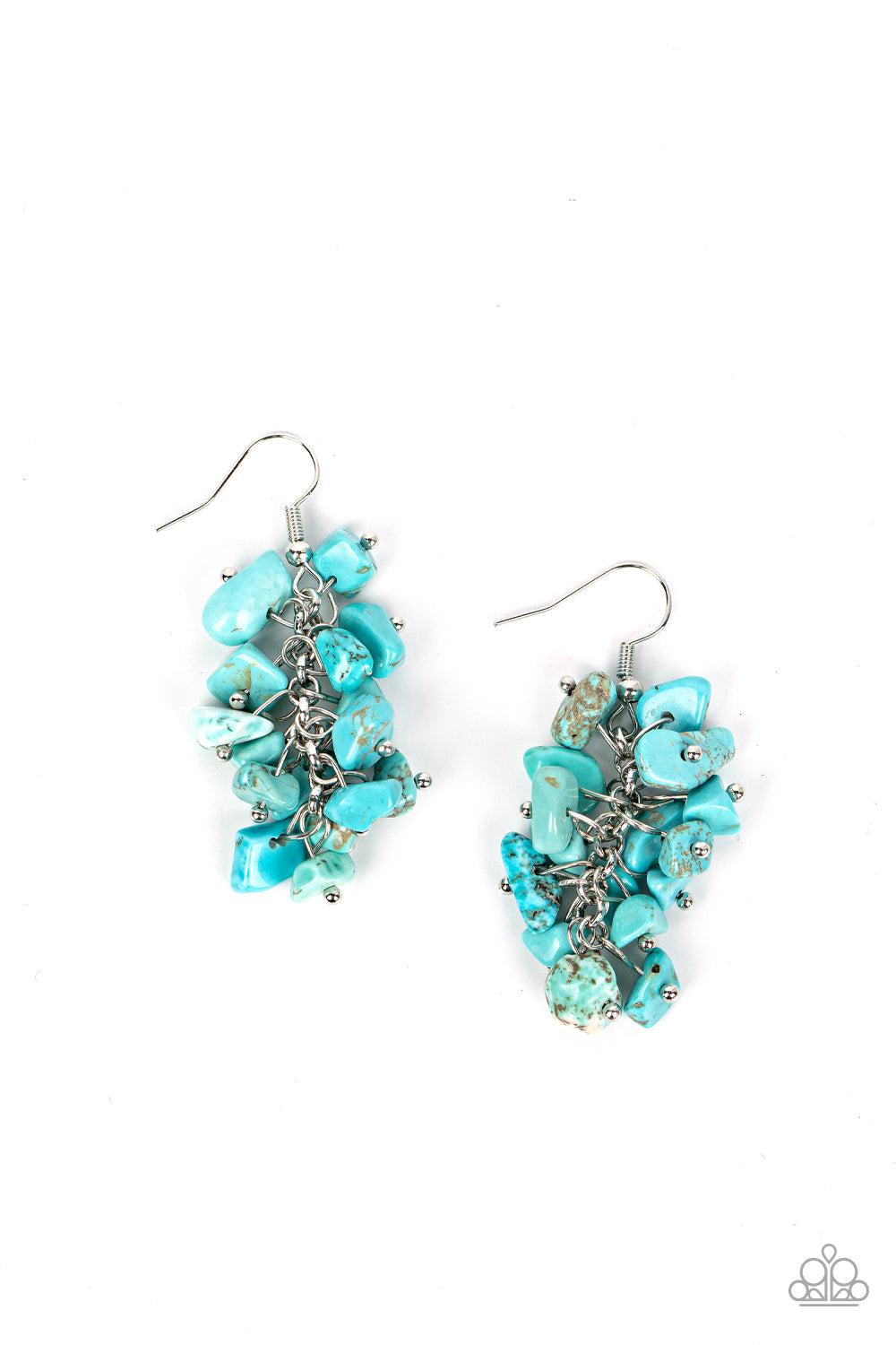 Pebble Palette Turquoise Blue Stone Earrings - Paparazzi Accessories- lightbox - CarasShop.com - Paparazzi Jewelry by Cara Jewels