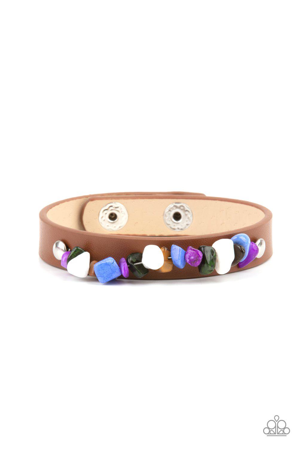 Pebble Paradise Multi Stone Urban Wrap Snap Bracelet - Paparazzi Accessories- lightbox - CarasShop.com - Paparazzi Jewelry by Cara Jewels