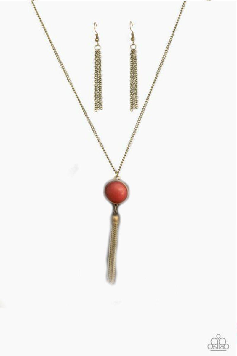 Pep In Your Step Brown Stone Necklace - Paparazzi Accessories- lightbox - CarasShop.com - Paparazzi Jewelry by Cara Jewels