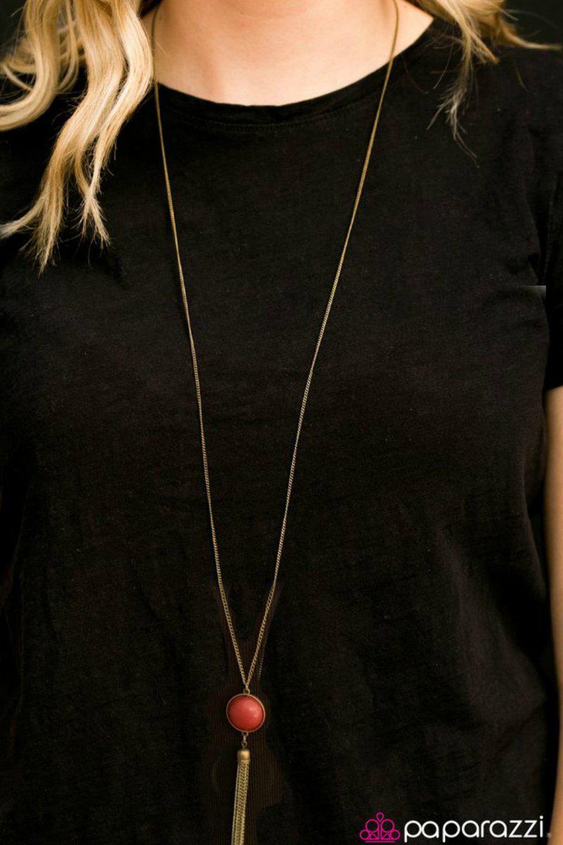 Pep In Your Step Brown Stone Necklace - Paparazzi Accessories- lightbox - CarasShop.com - Paparazzi Jewelry by Cara Jewels