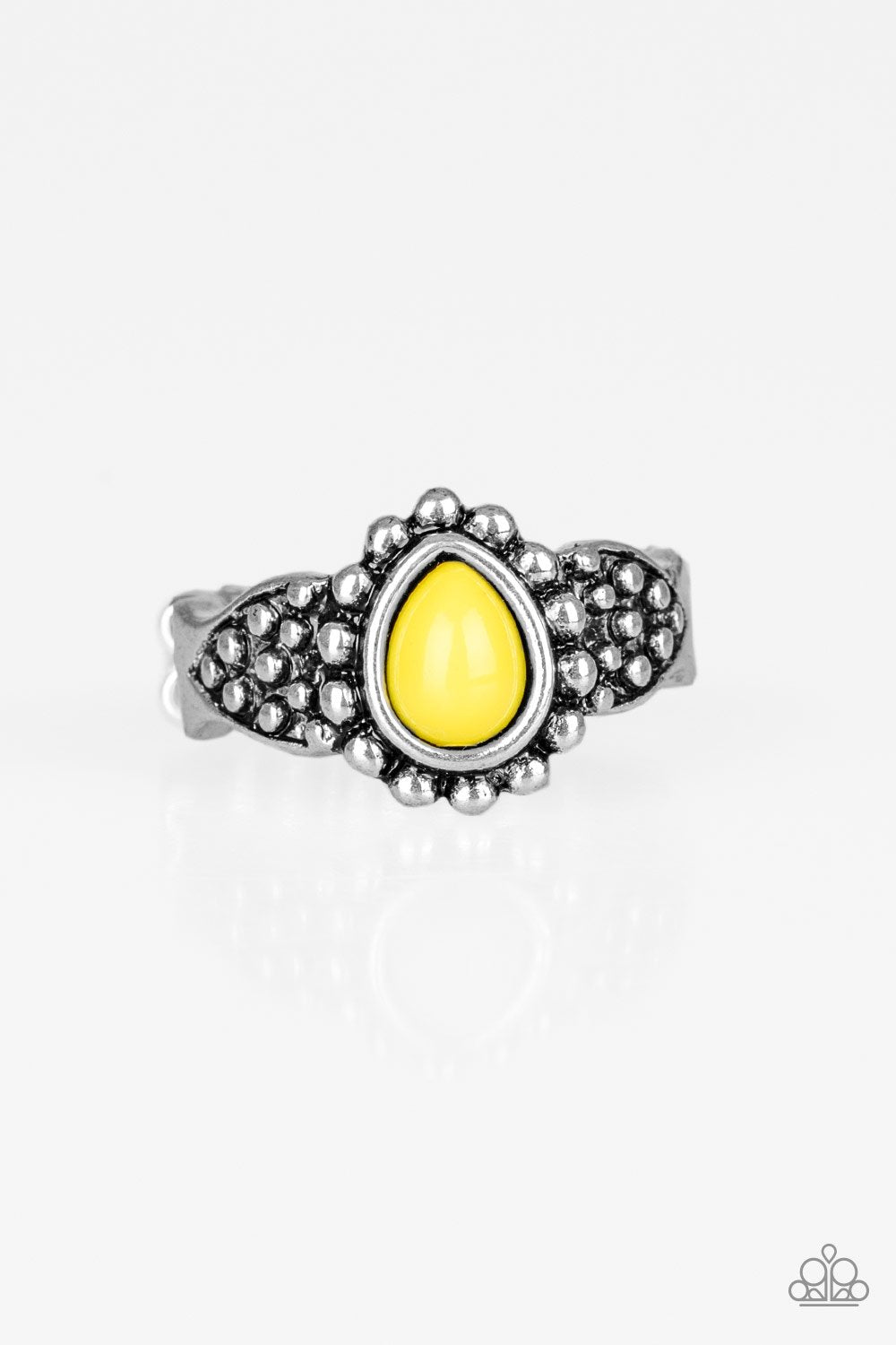 Pep Talk Yellow and Silver Ring - Paparazzi Accessories- lightbox - CarasShop.com - Paparazzi Jewelry by Cara Jewels