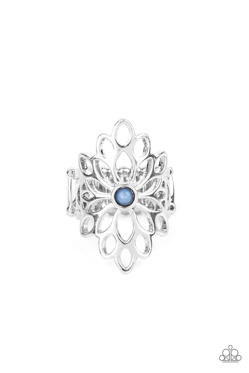 Perennial Daydream Blue and Silver Ring - Paparazzi Accessories- lightbox - CarasShop.com - Paparazzi Jewelry by Cara Jewels