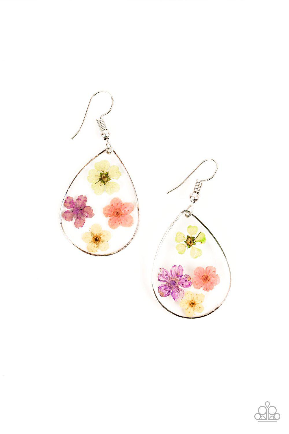 Perennial Prairie Multi Pressed Flower Earrings - Paparazzi Accessories- lightbox - CarasShop.com - Paparazzi Jewelry by Cara Jewels