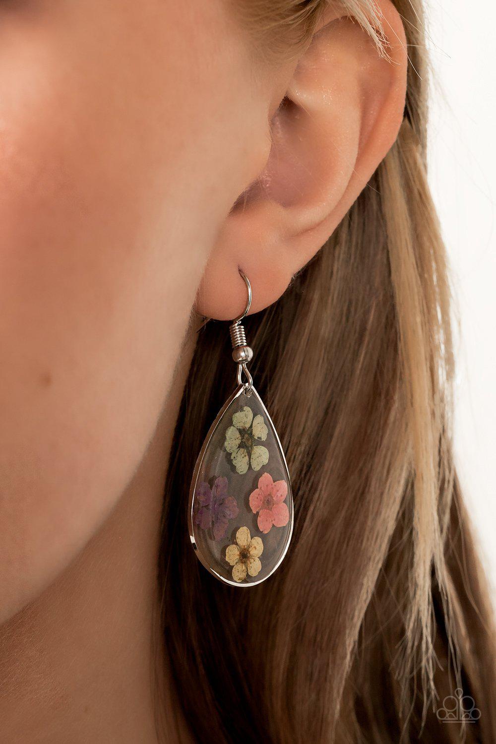 Perennial Prairie Multi Pressed Flower Earrings - Paparazzi Accessories- lightbox - CarasShop.com - Paparazzi Jewelry by Cara Jewels