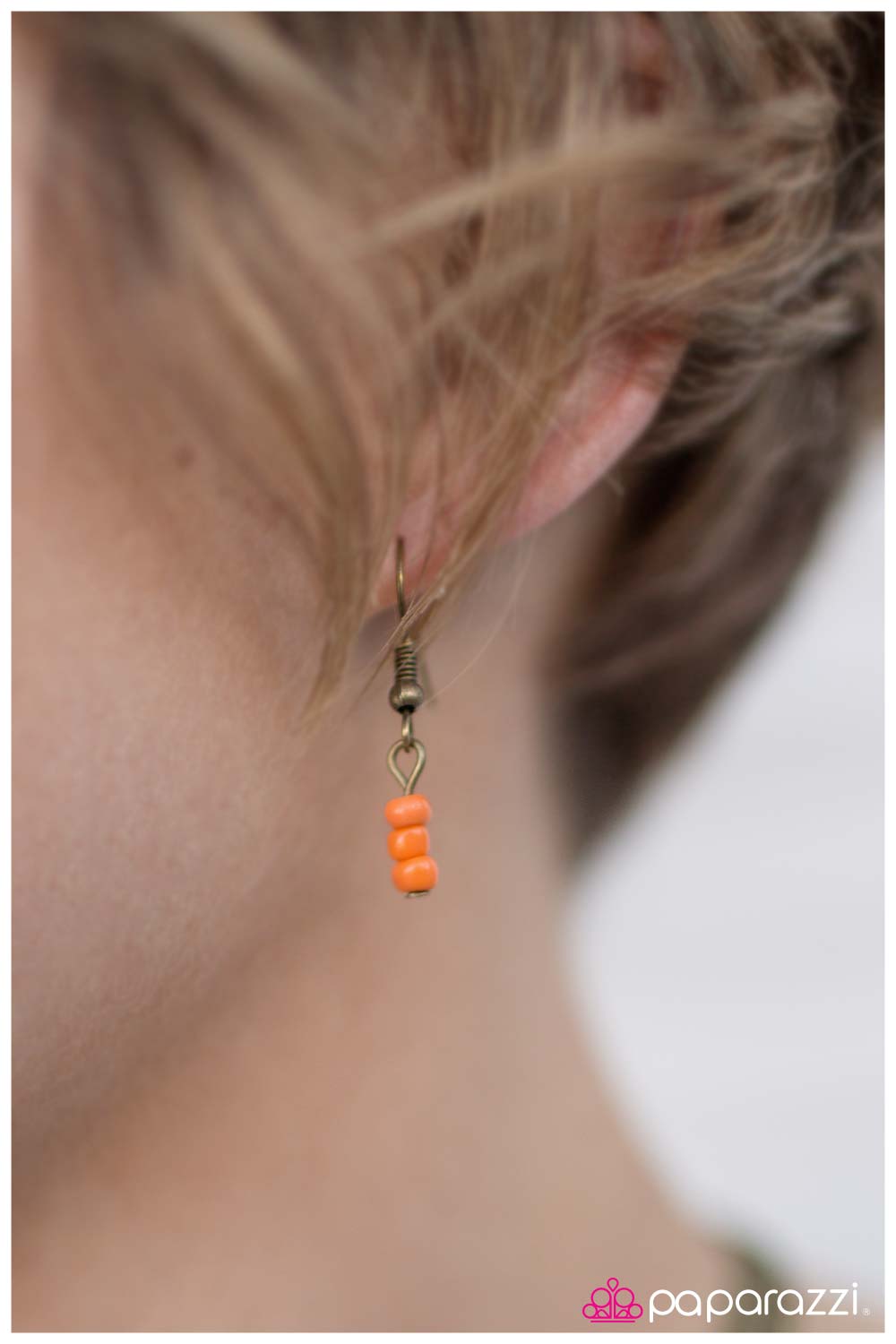 Perfect Balance Brass and Orange Seed Bead Necklace - Paparazzi Accessories- on model - CarasShop.com - Paparazzi Jewelry by Cara Jewels