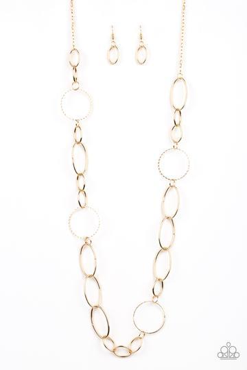 Perfect MISMATCH Gold Necklace - Paparazzi Accessories- lightbox - CarasShop.com - Paparazzi Jewelry by Cara Jewels