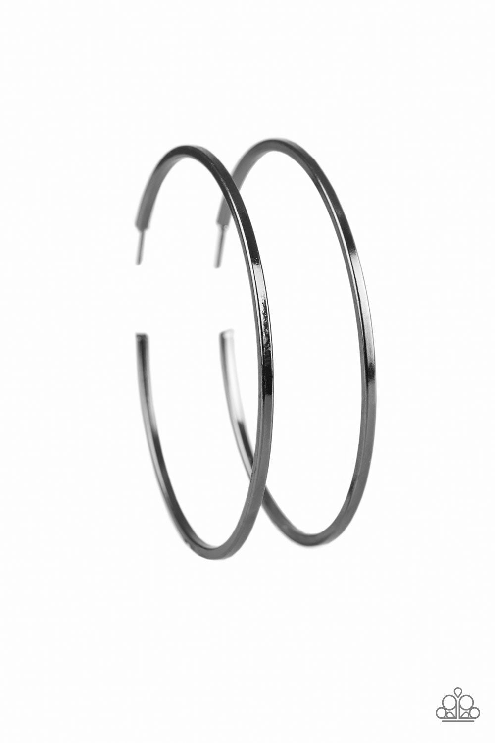 Perfect Shine Gunmetal Black Hoop Earrings - Paparazzi Accessories- lightbox - CarasShop.com - Paparazzi Jewelry by Cara Jewels