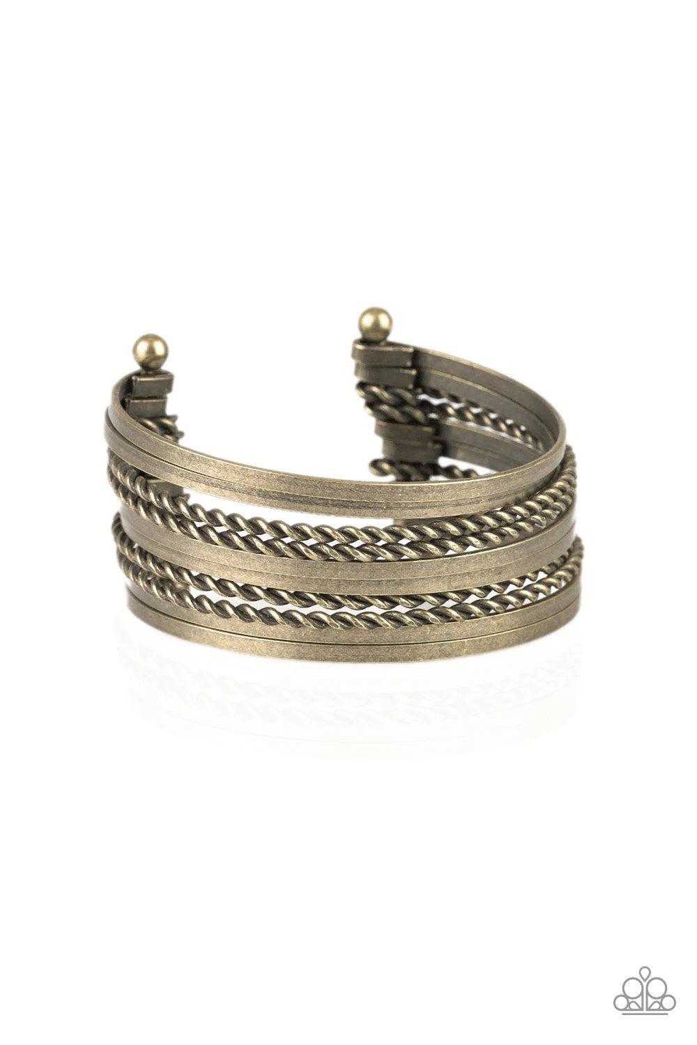 Perfectly Patterned Brass Cuff Bracelet - Paparazzi Accessories- lightbox - CarasShop.com - Paparazzi Jewelry by Cara Jewels
