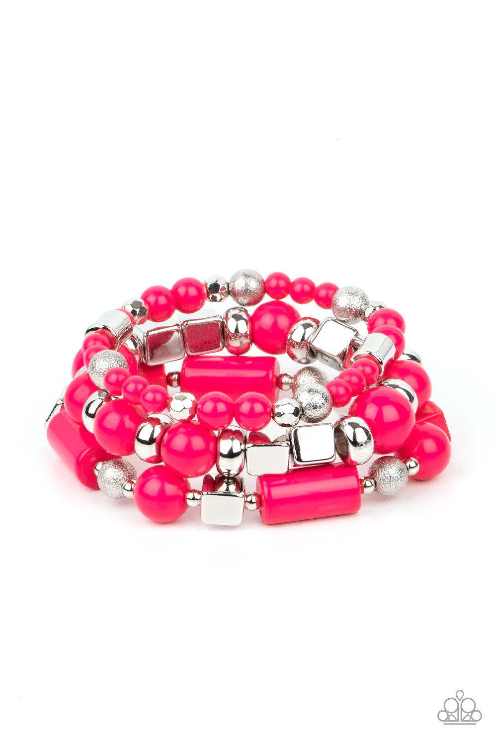 Perfectly Prismatic Pink Bracelet - Paparazzi Accessories- lightbox - CarasShop.com - Paparazzi Jewelry by Cara Jewels