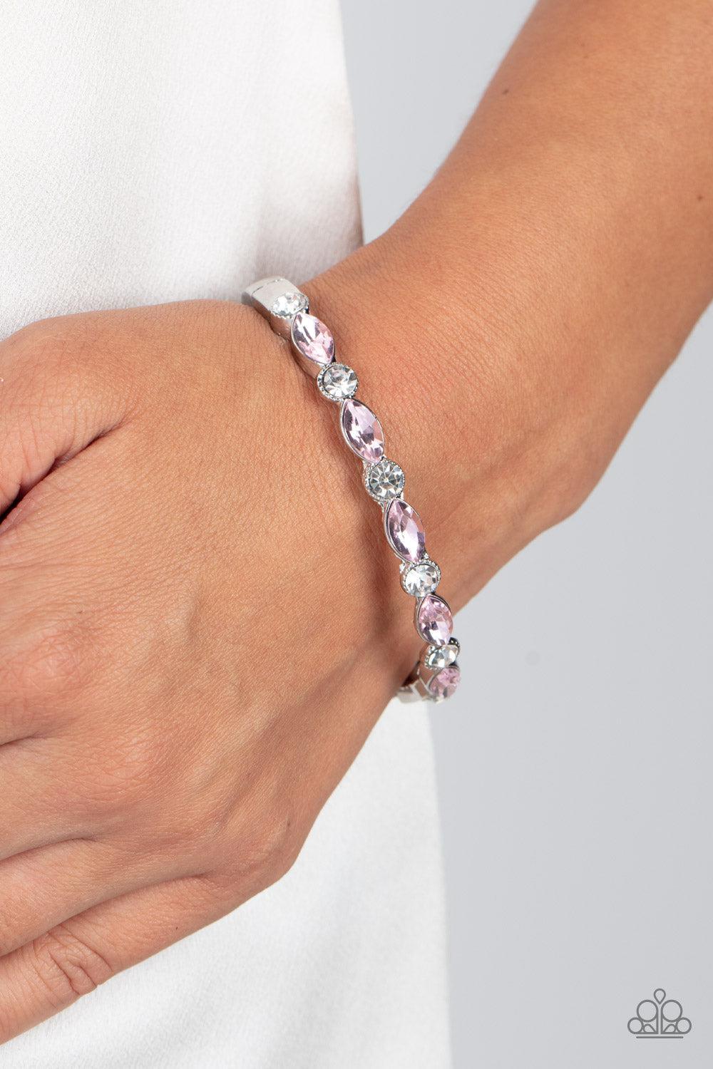 Petitely Powerhouse Pink Rhinestone Bracelet - Paparazzi Accessories- lightbox - CarasShop.com - Paparazzi Jewelry by Cara Jewels