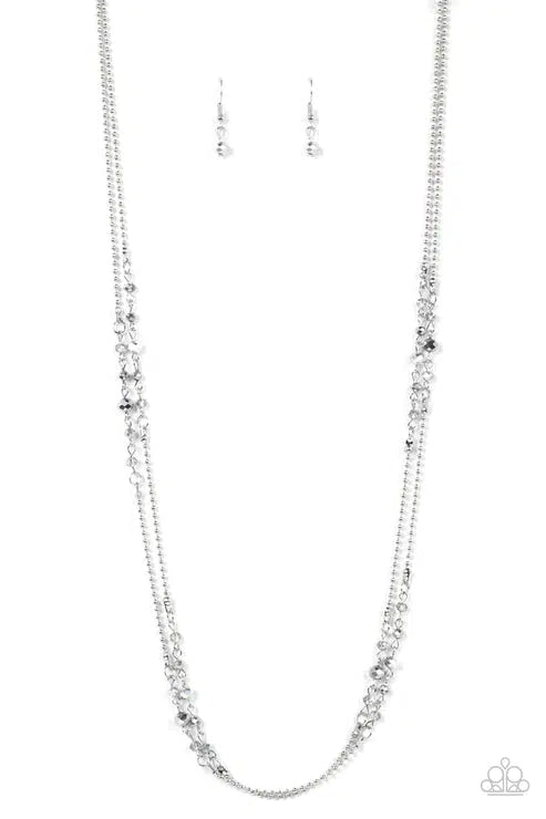 Petitely Prismatic Silver Necklace - Paparazzi Accessories- lightbox - CarasShop.com - Paparazzi Jewelry by Cara Jewels