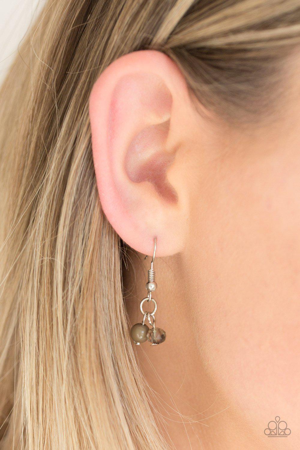 Pharaoh Finesse Green and Silver Necklace - Paparazzi Accessories - free matching earrings -CarasShop.com - Paparazzi Jewelry by Cara Jewels