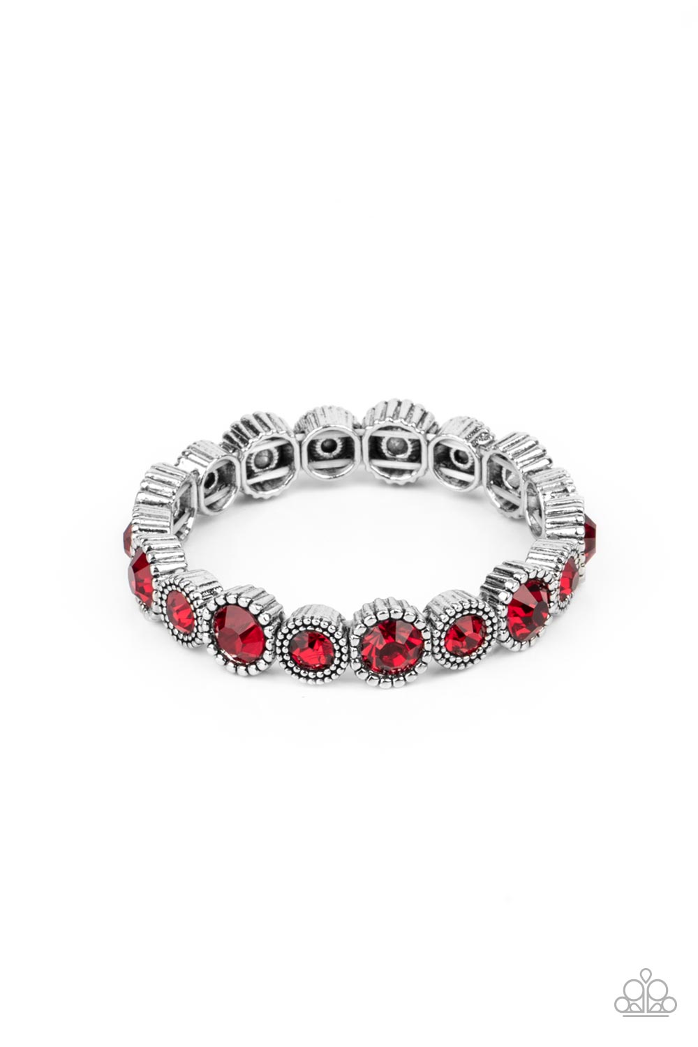 Phenomenally Perennial Red Rhinestone Bracelet - Paparazzi Accessories- lightbox - CarasShop.com - Paparazzi Jewelry by Cara Jewels