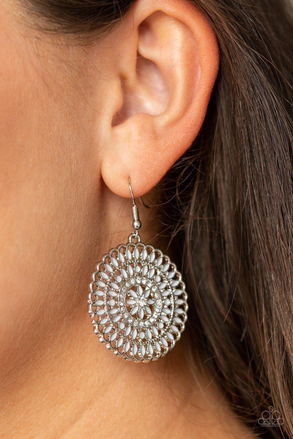 PINWHEEL and Deal Silver Earrings - Paparazzi Accessories- lightbox - CarasShop.com - Paparazzi Jewelry by Cara Jewels