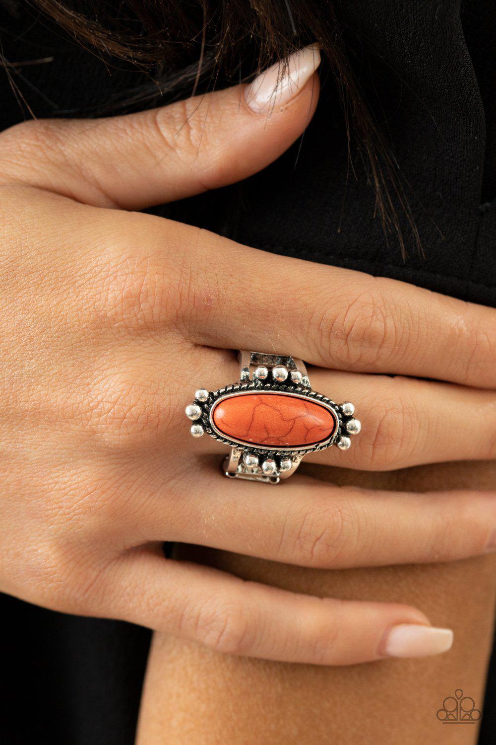 Pioneer Paradise Orange Stone Ring - Paparazzi Accessories- on model - CarasShop.com - Paparazzi Jewelry by Cara Jewels