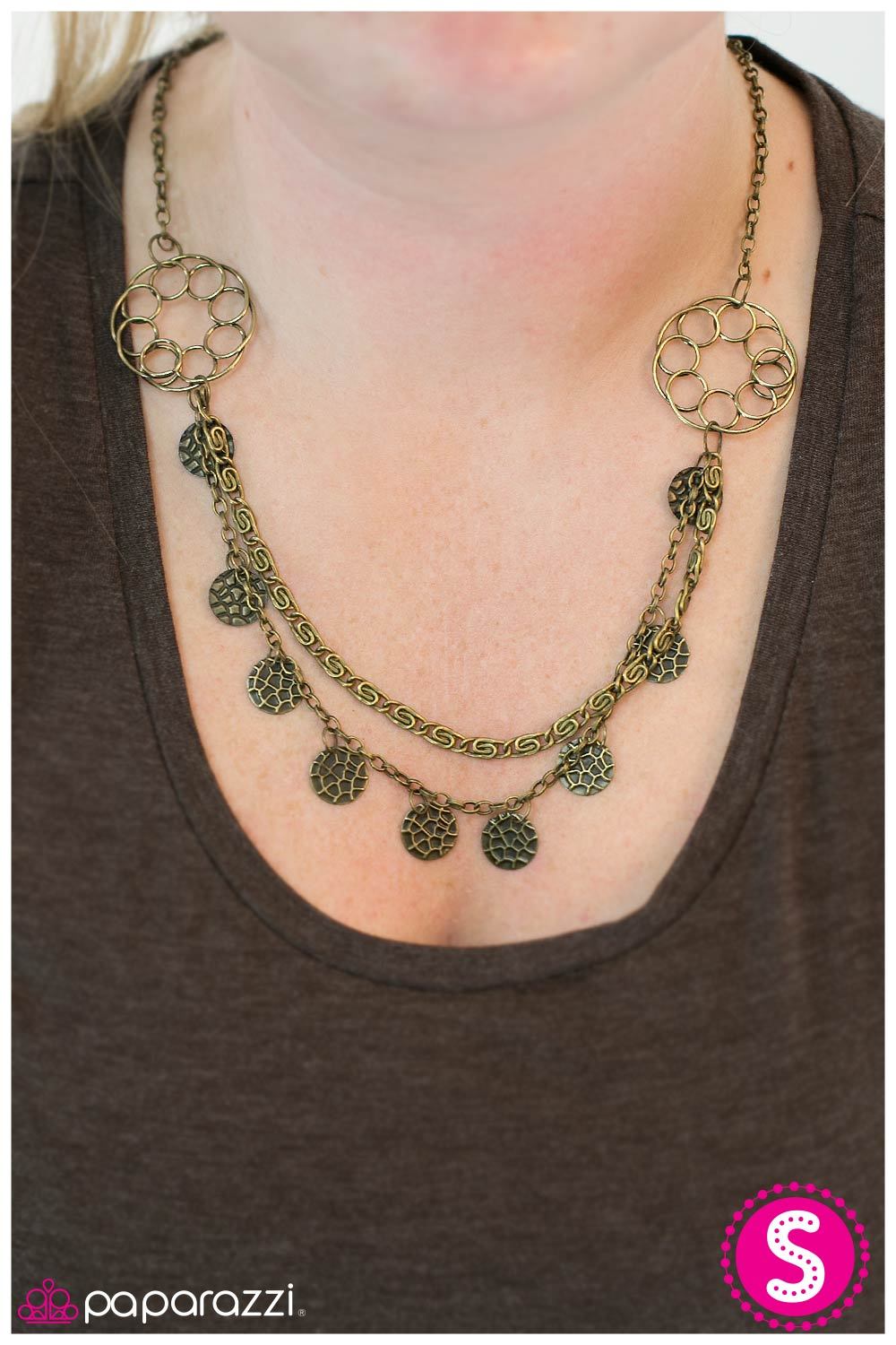 Pirate Queen Brass Necklace - Paparazzi Accessories- lightbox - CarasShop.com - Paparazzi Jewelry by Cara Jewels