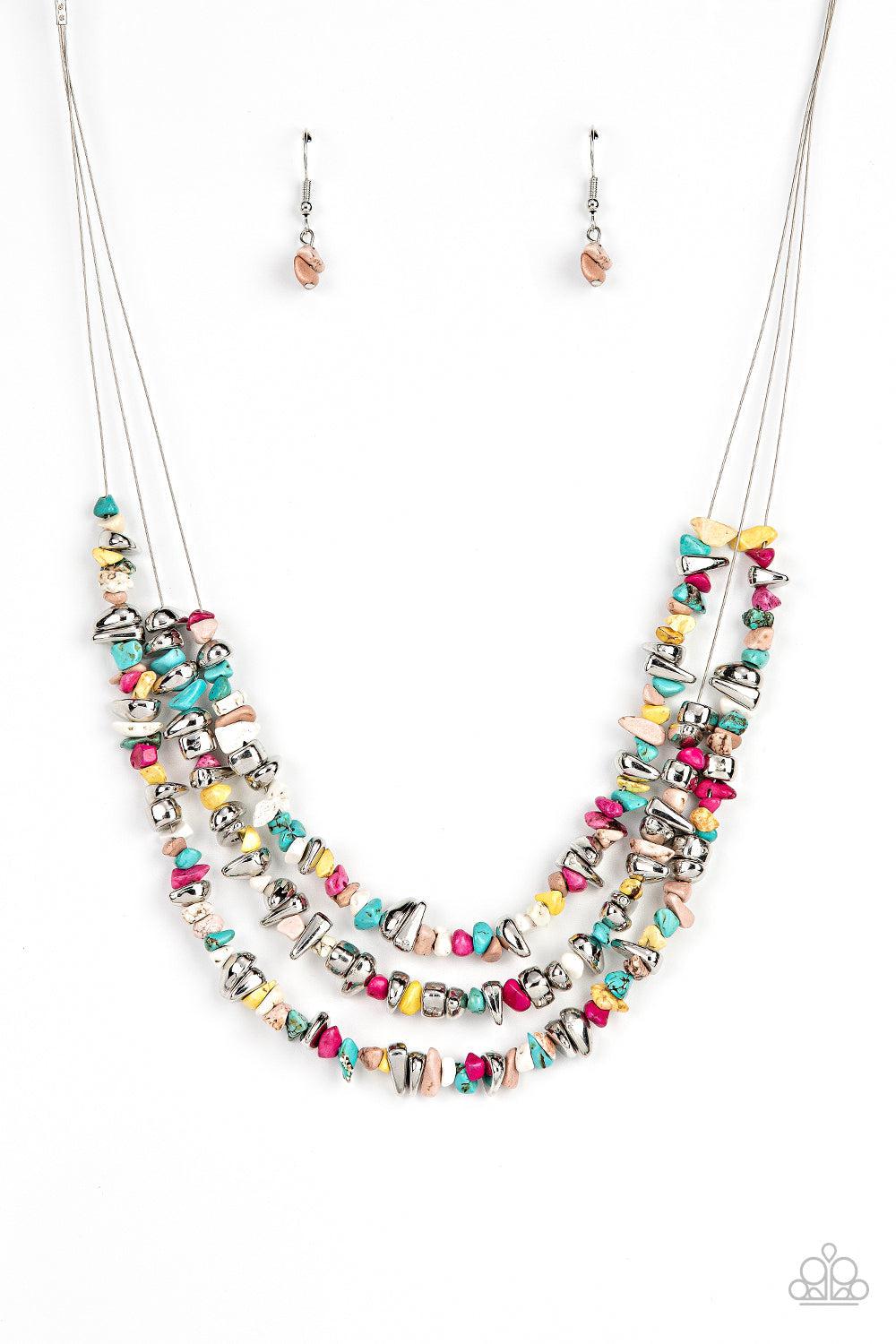Placid Pebbles Multi Stone Necklace - Paparazzi Accessories- lightbox - CarasShop.com - Paparazzi Jewelry by Cara Jewels