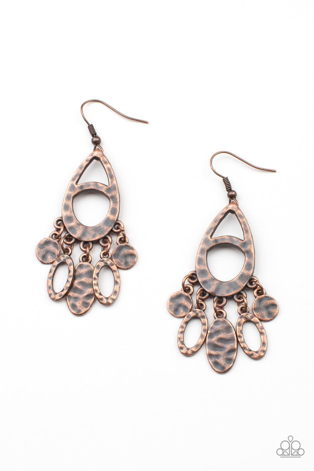 PLAINS Jane Copper Earrings - Paparazzi Accessories- lightbox - CarasShop.com - Paparazzi Jewelry by Cara Jewels