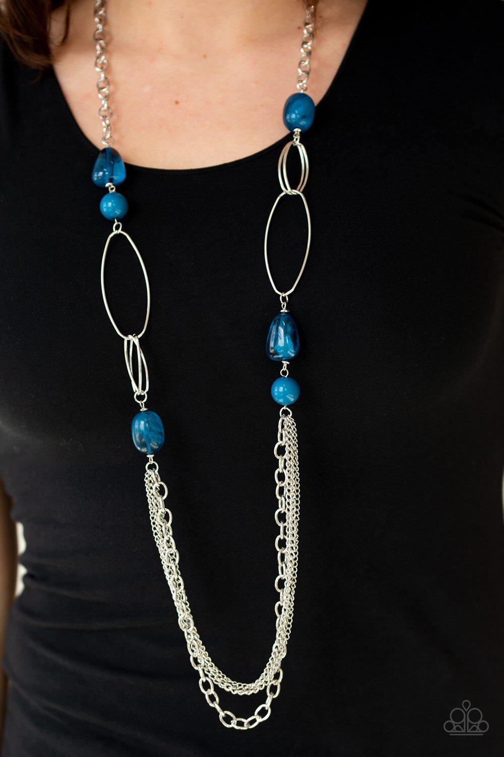 Pleasant Promenade Blue Necklace - Paparazzi Accessories- lightbox - CarasShop.com - Paparazzi Jewelry by Cara Jewels