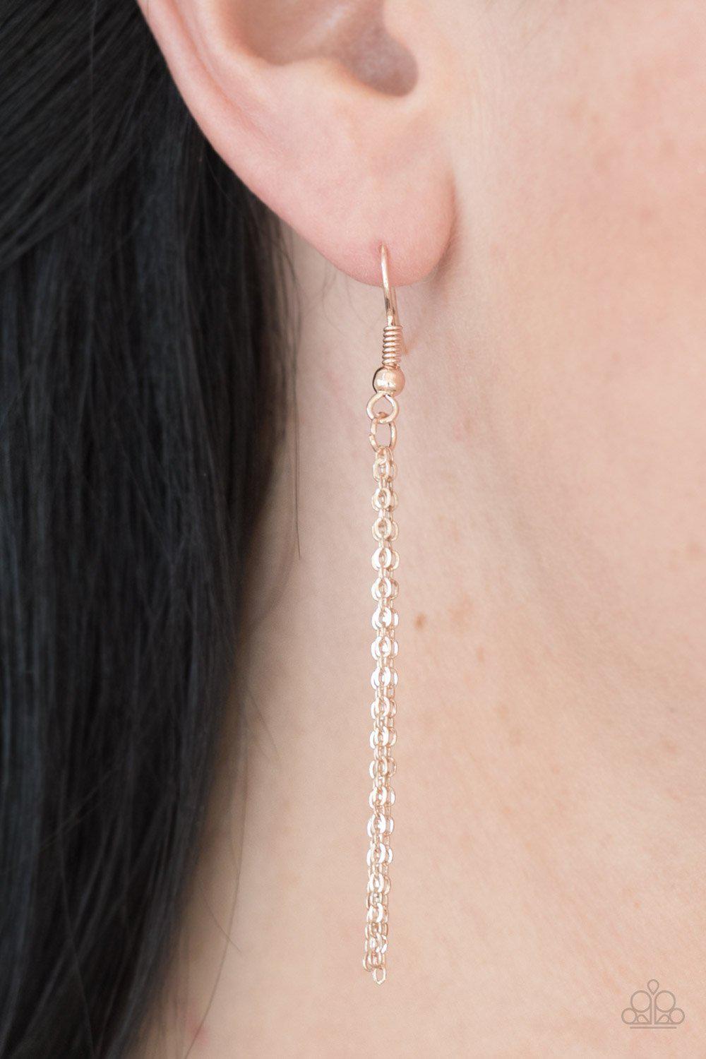 Pleasantly Primrose Rose Gold Necklace - Paparazzi Accessories- on model - CarasShop.com - Paparazzi Jewelry by Cara Jewels