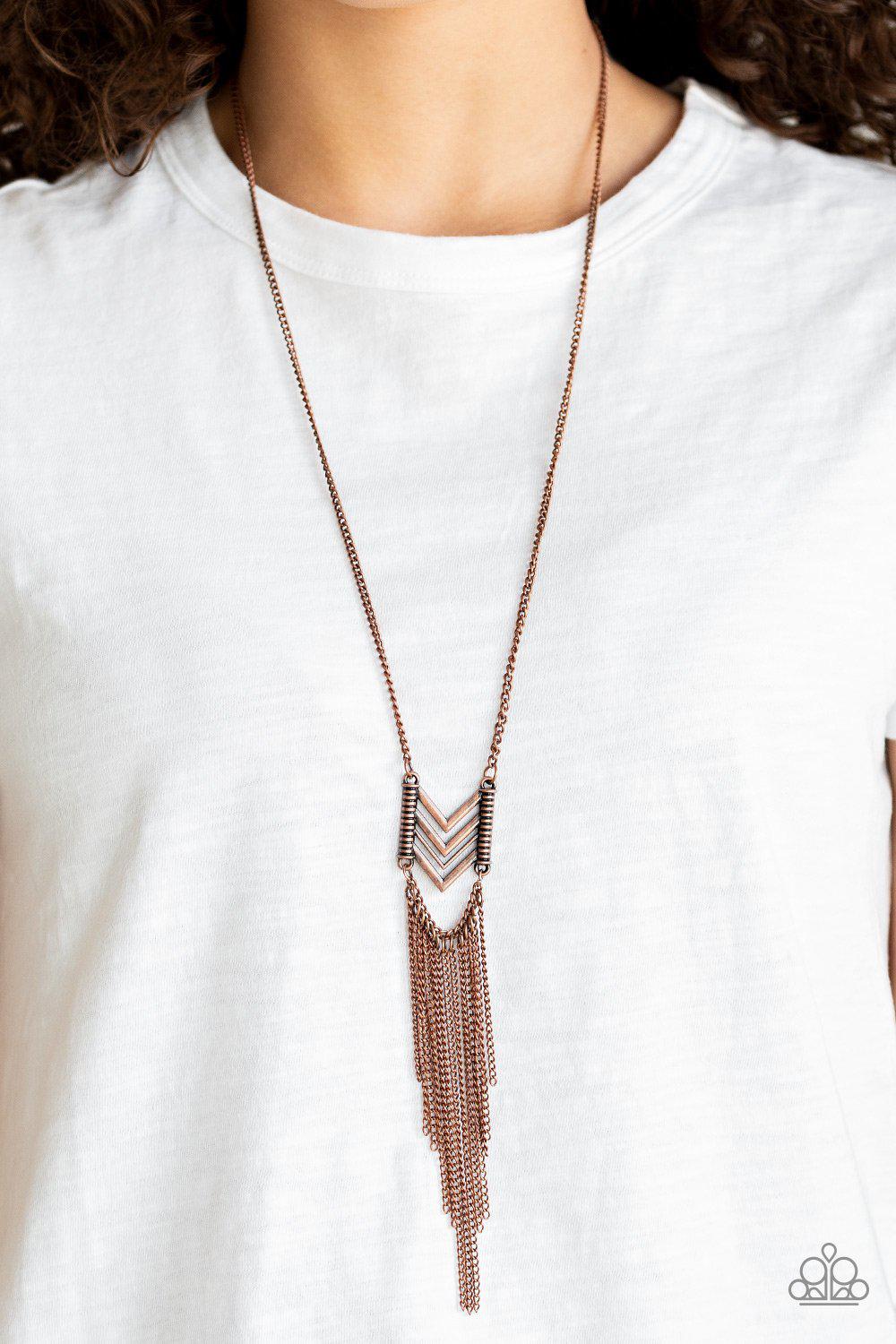 Point Taken Copper Necklace - Paparazzi Accessories- lightbox - CarasShop.com - Paparazzi Jewelry by Cara Jewels