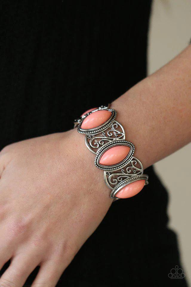 POP, Skip and a Jump Coral Bracelet - Paparazzi Accessories- on model - CarasShop.com - Paparazzi Jewelry by Cara Jewels