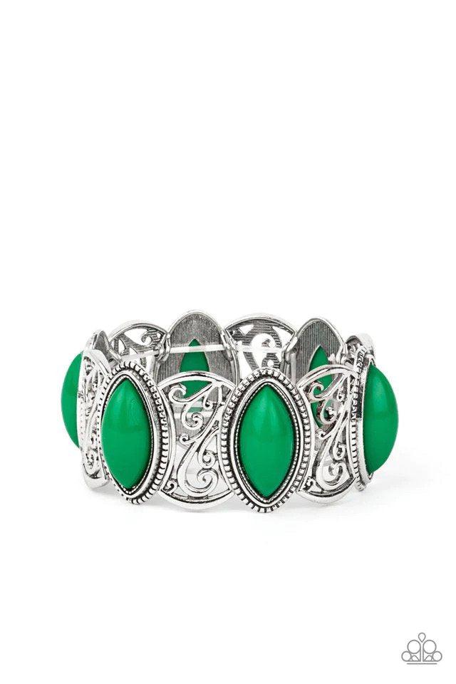 POP, Skip and a Jump Green Bracelet - Paparazzi Accessories- lightbox - CarasShop.com - Paparazzi Jewelry by Cara Jewels