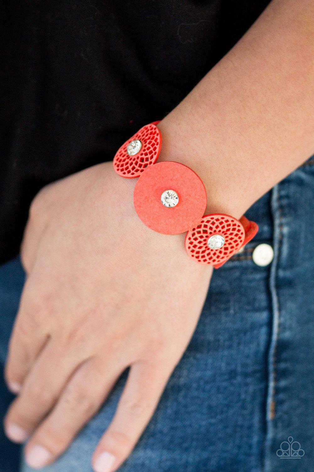 Poppin' Popstar Coral Urban Wrap Snap Bracelet - Paparazzi Accessories- lightbox - CarasShop.com - Paparazzi Jewelry by Cara Jewels