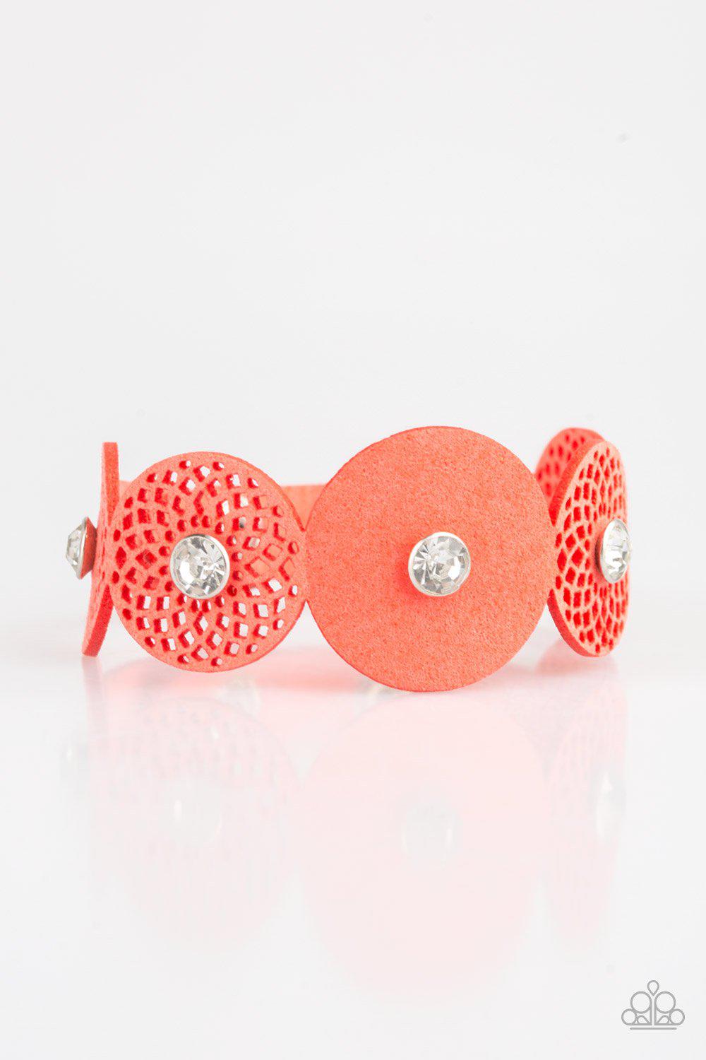Poppin' Popstar Coral Urban Wrap Snap Bracelet - Paparazzi Accessories- on model - CarasShop.com - Paparazzi Jewelry by Cara Jewels