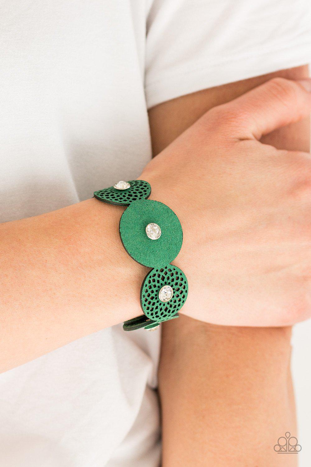 Poppin' Popstar Green Urban Wrap Snap Bracelet - Paparazzi Accessories- lightbox - CarasShop.com - Paparazzi Jewelry by Cara Jewels