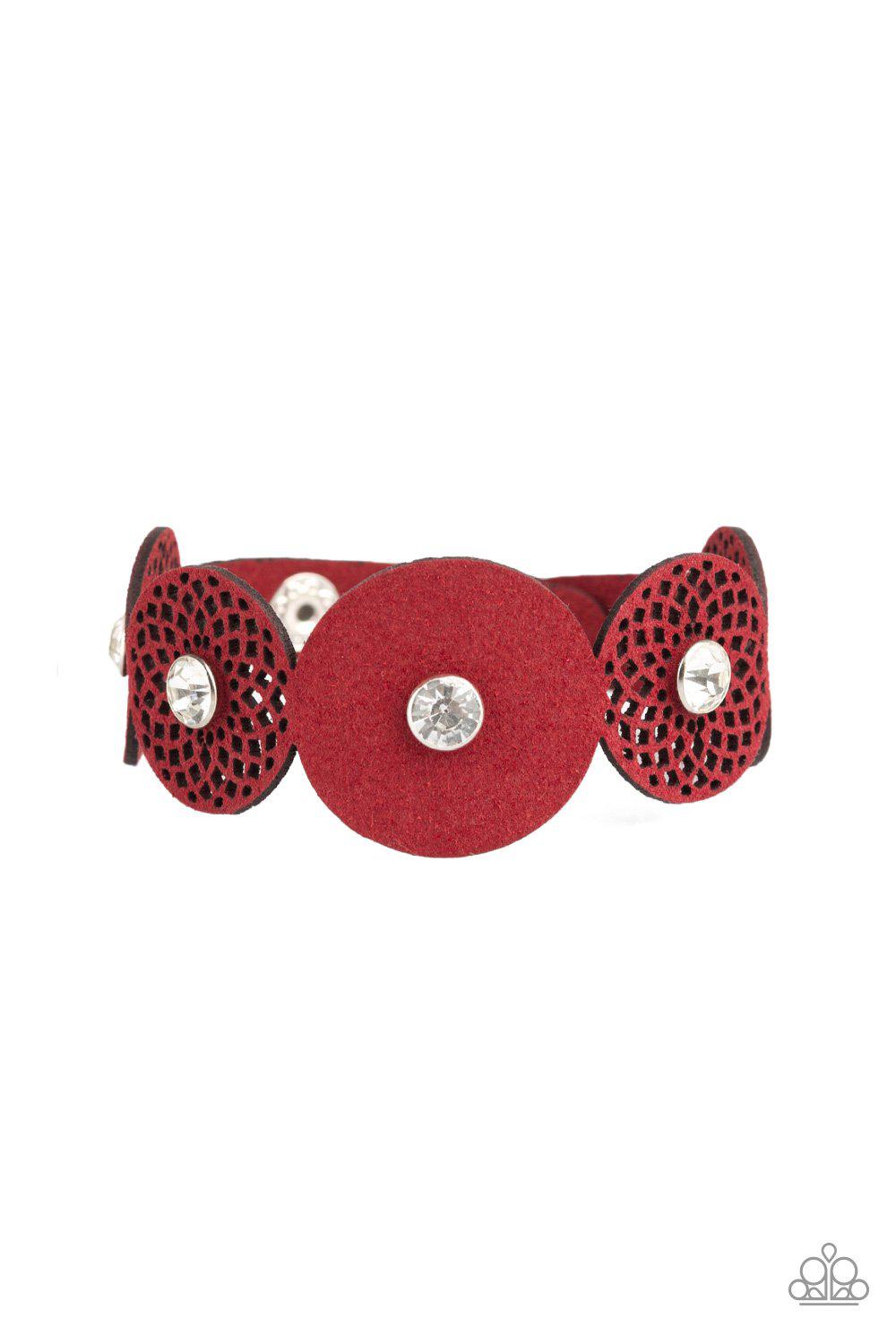 Poppin' Popstar Red Urban Wrap Snap Bracelet - Paparazzi Accessories- lightbox - CarasShop.com - Paparazzi Jewelry by Cara Jewels