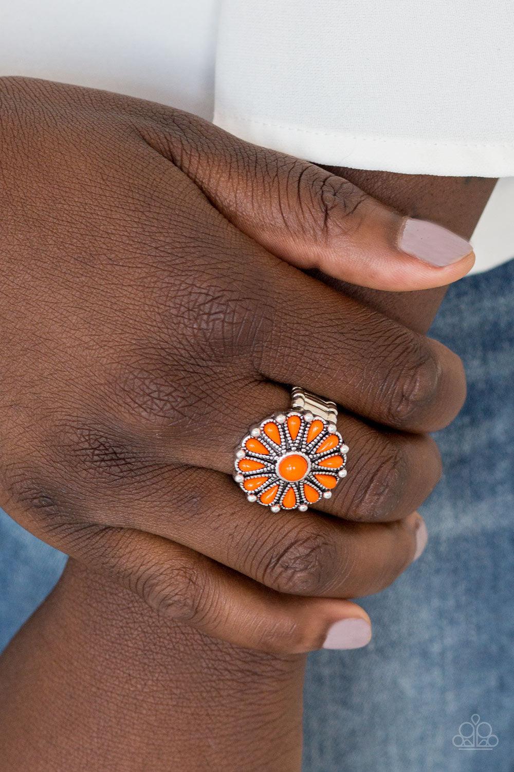 Poppy Pop-tastic Orange Ring - Paparazzi Accessories- on model - CarasShop.com - Paparazzi Jewelry by Cara Jewels