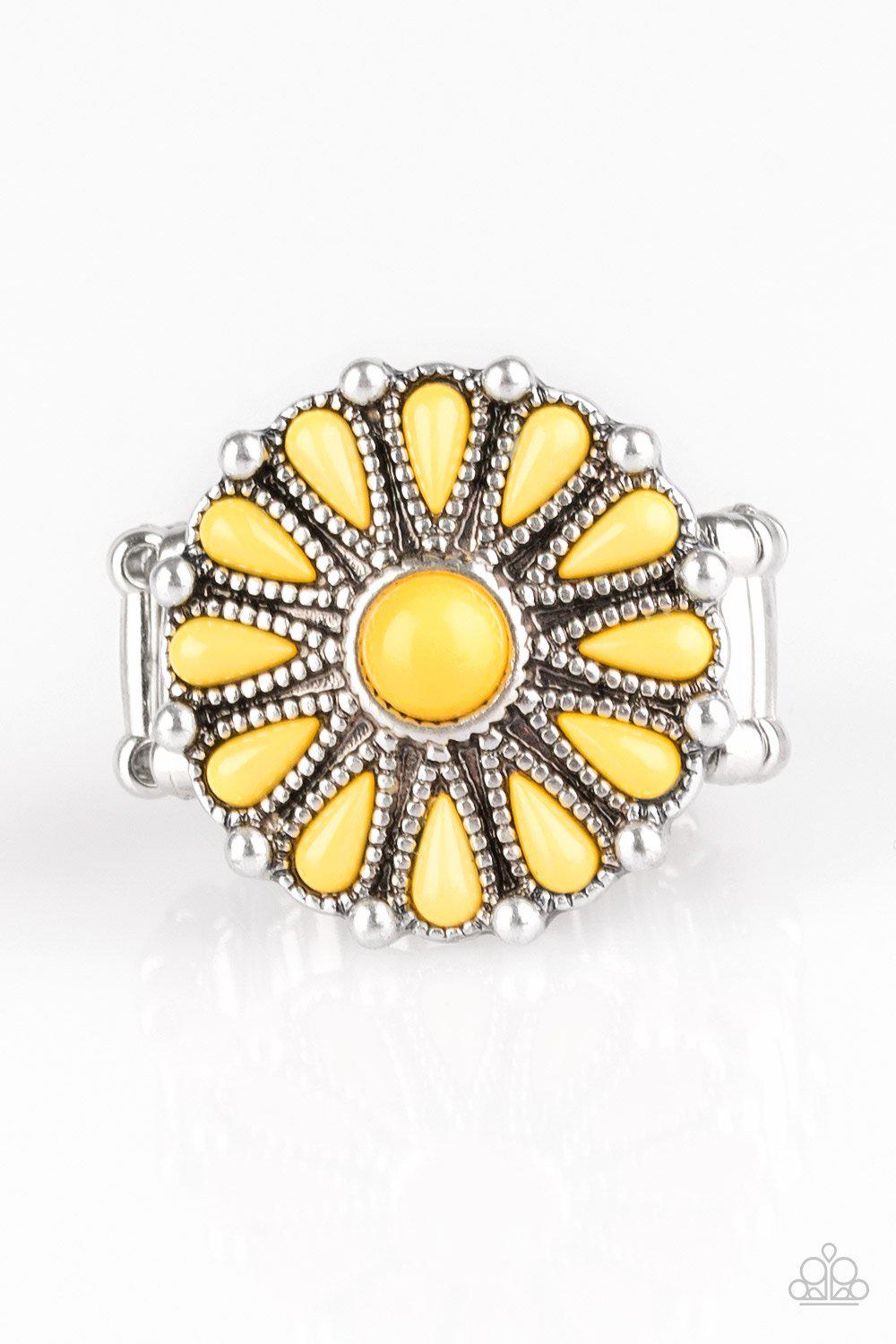 Poppy Pop-tastic Yellow and Silver Ring - Paparazzi Accessories- lightbox - CarasShop.com - Paparazzi Jewelry by Cara Jewels