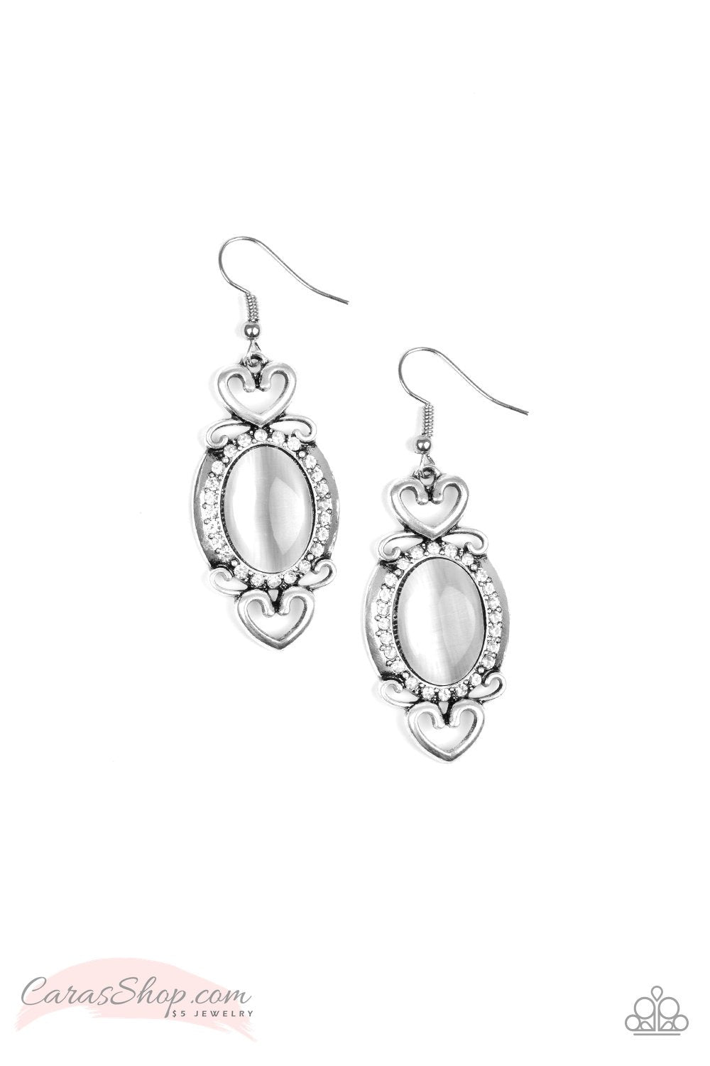 Port Royal Princess White Moonstone Earrings - Paparazzi Accessories- lightbox - CarasShop.com - Paparazzi Jewelry by Cara Jewels