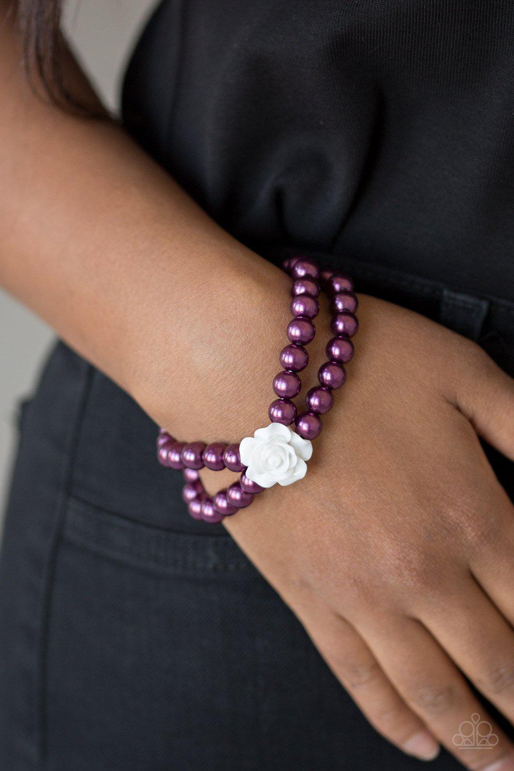 Posh and Posy Purple Rose Bracelet - Paparazzi Accessories- lightbox - CarasShop.com - Paparazzi Jewelry by Cara Jewels