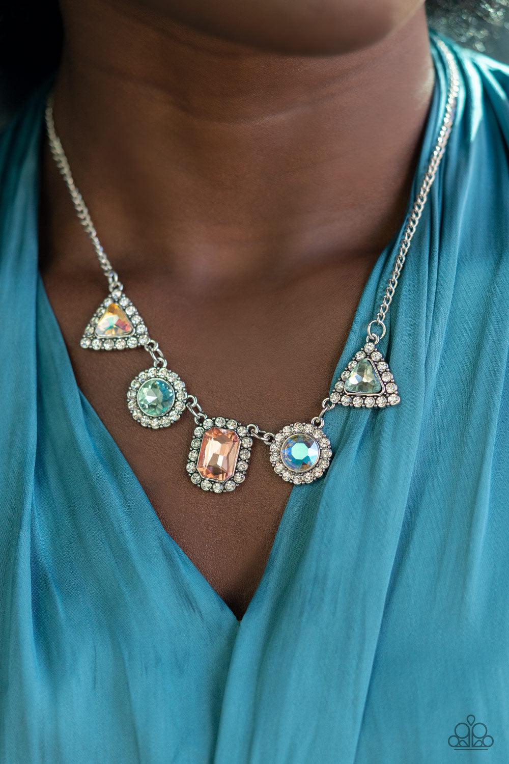 Posh Party Avenue Multi Iridescent Rhinestone Necklace - Paparazzi Accessories- lightbox - CarasShop.com - Paparazzi Jewelry by Cara Jewels