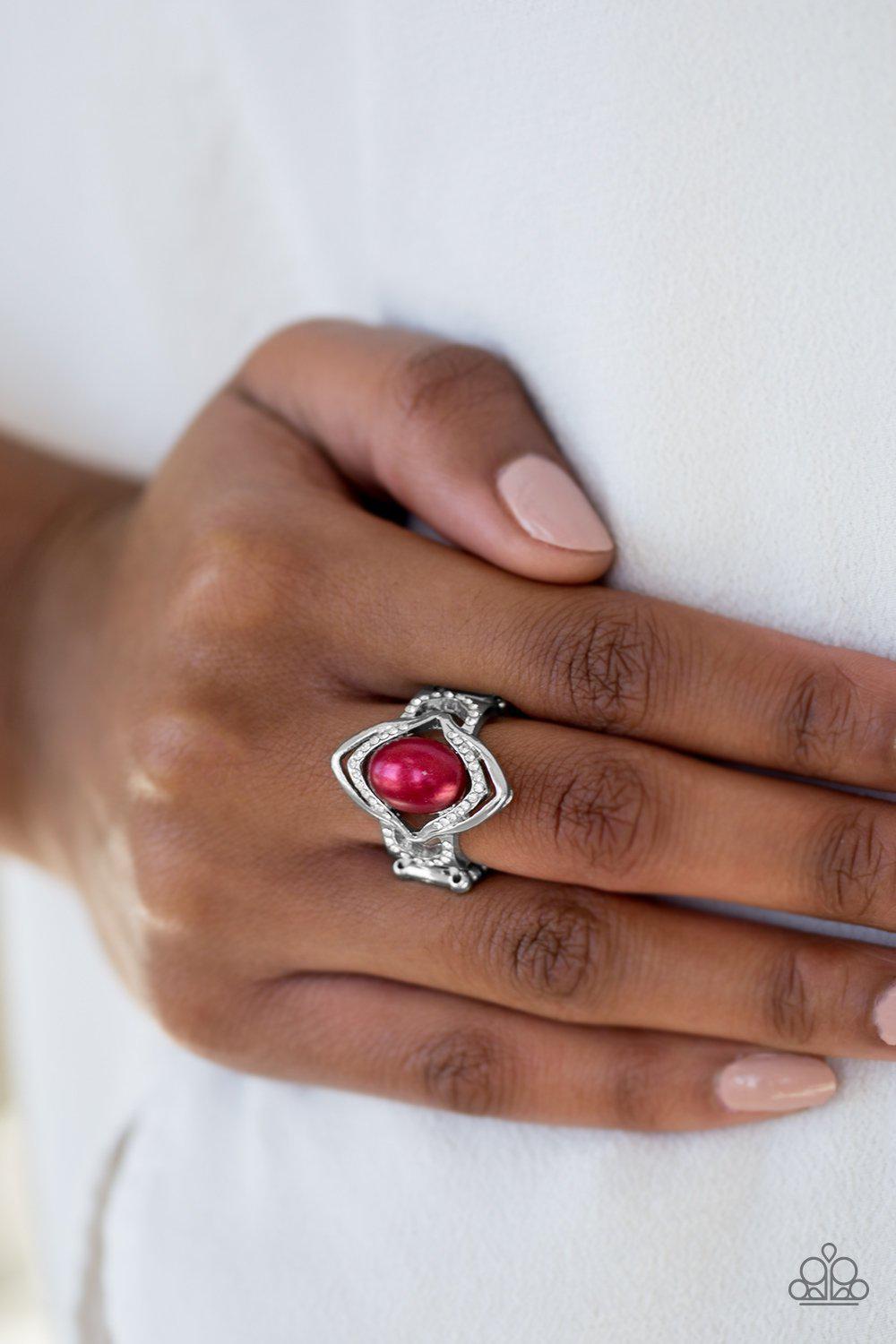 Positively Posh Red Pearl Ring - Paparazzi Accessories- lightbox - CarasShop.com - Paparazzi Jewelry by Cara Jewels
