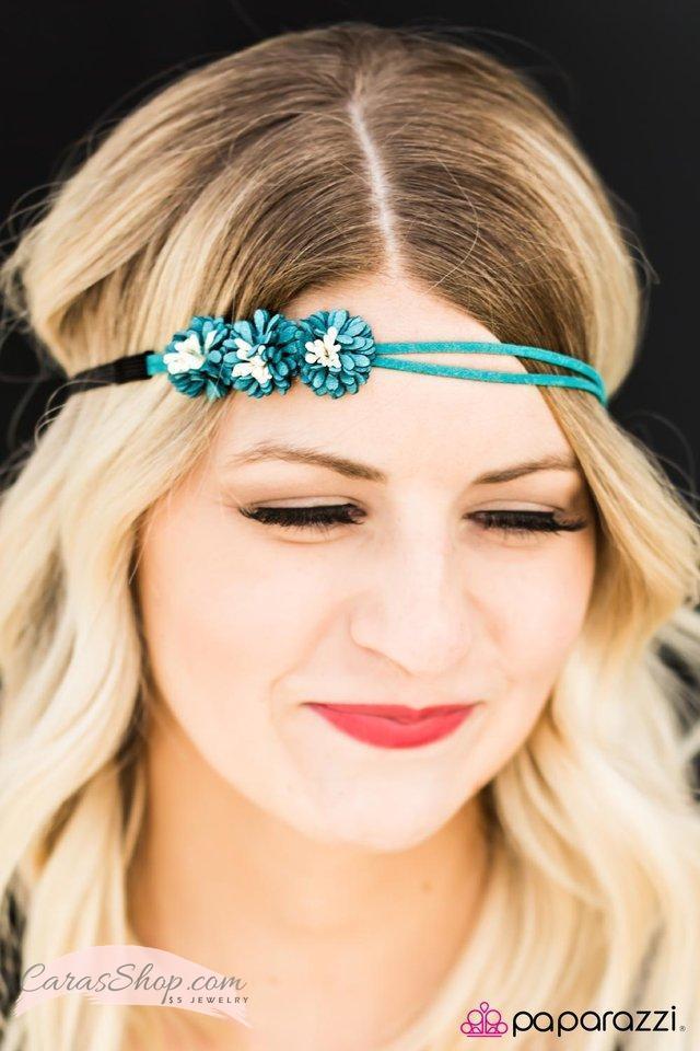 Posy Poise - Blue Flower Hippie Headband - Paparazzi Accessories- lightbox - CarasShop.com - Paparazzi Jewelry by Cara Jewels