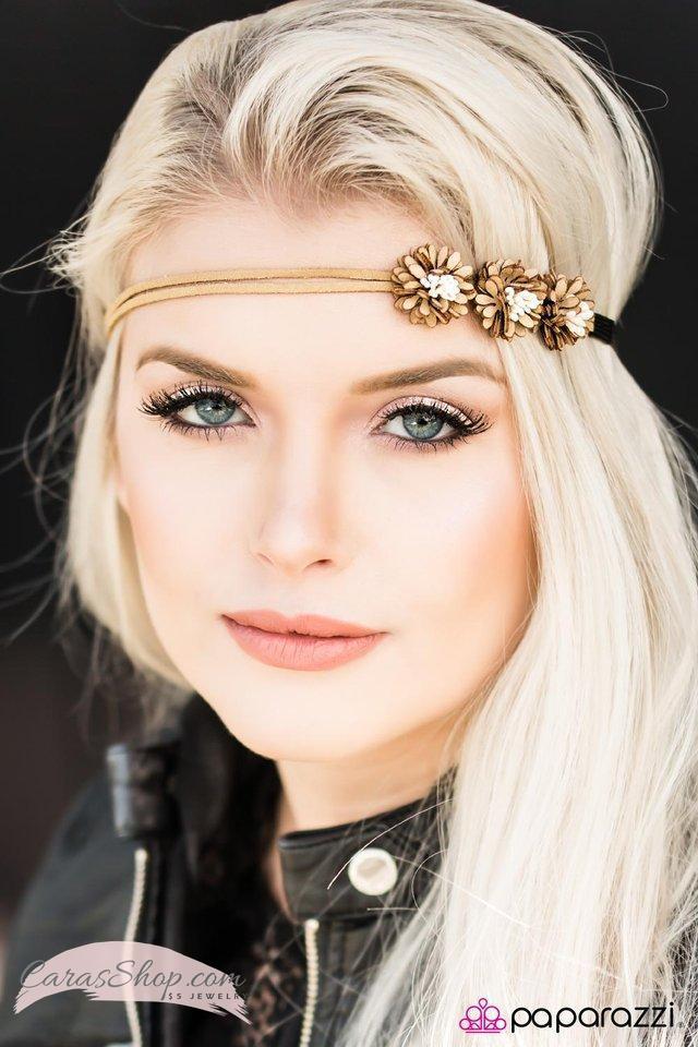 Posy Poise - Brown Flower Hippie Headband - Paparazzi Accessories- lightbox - CarasShop.com - Paparazzi Jewelry by Cara Jewels