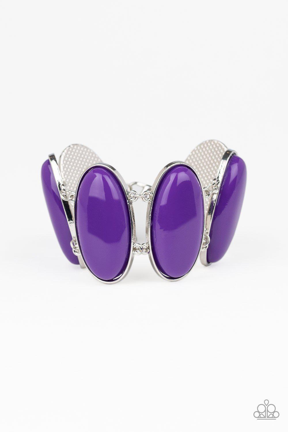 Power Pop Purple Bracelet - Paparazzi Accessories- on model - CarasShop.com - Paparazzi Jewelry by Cara Jewels